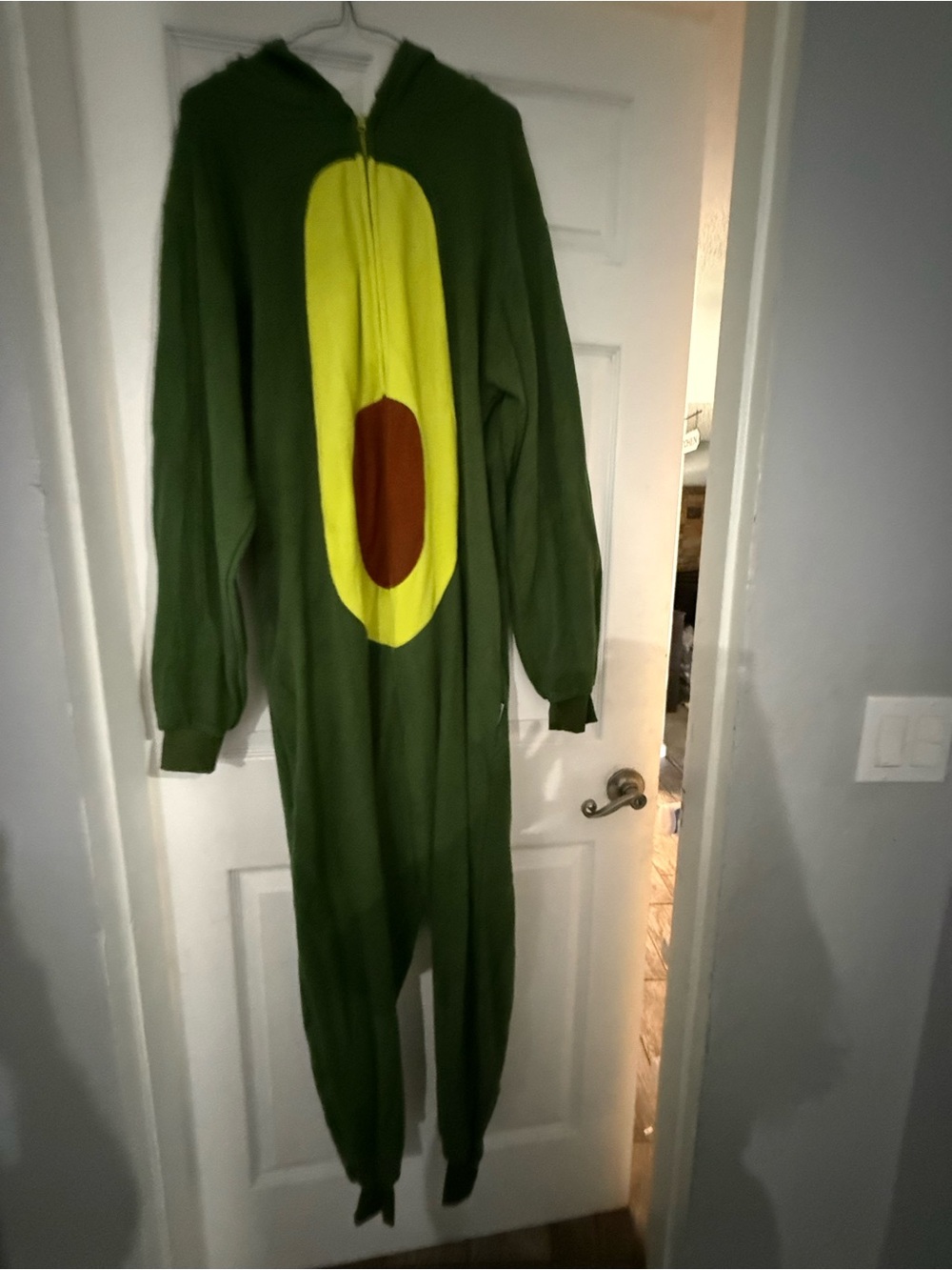 Adults Avocado One-Piece Hoodie Pajamas - Green